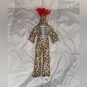 Leopard Print Dammit Doll Plush Red Hair Stress Relief Gag Gift
